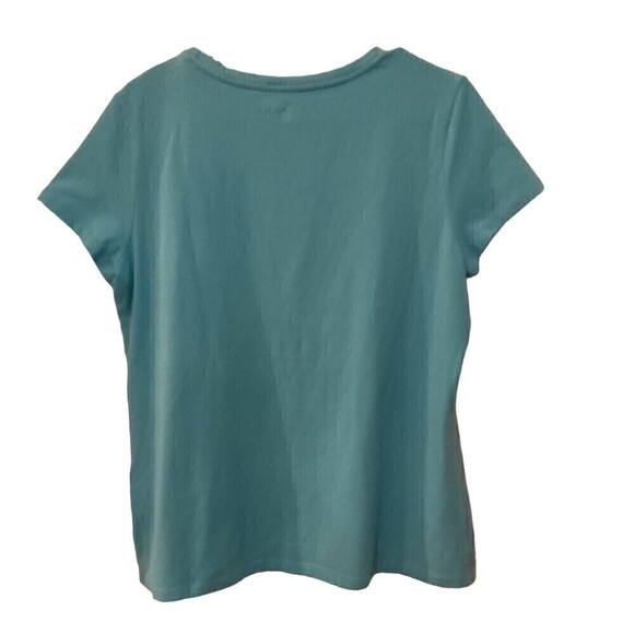 Chicos Women's Size 2 Tops Blue Studded Zenergy Cap Sleeve # 1089 - Picture 3 of 3